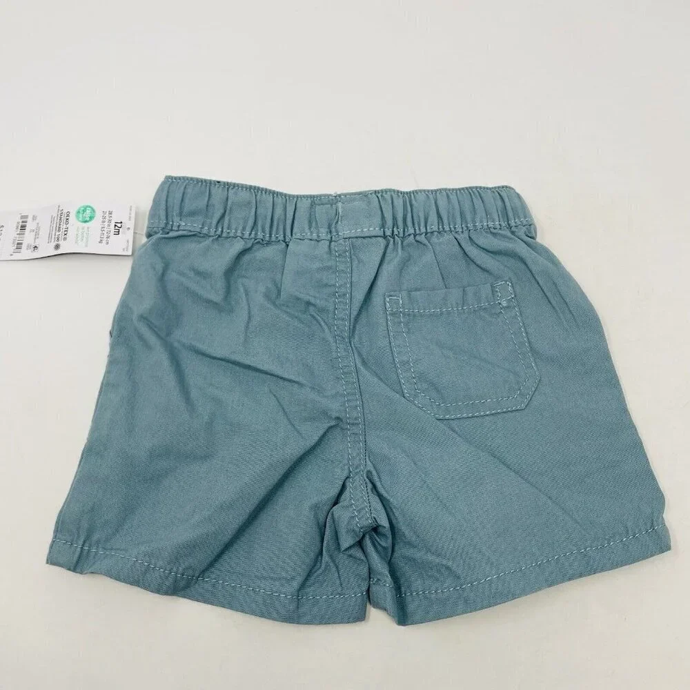 OshKosh B'gosh Toddler Boys 12M Solid Woven Pull-On Shorts in‎ Teal Blue 2533